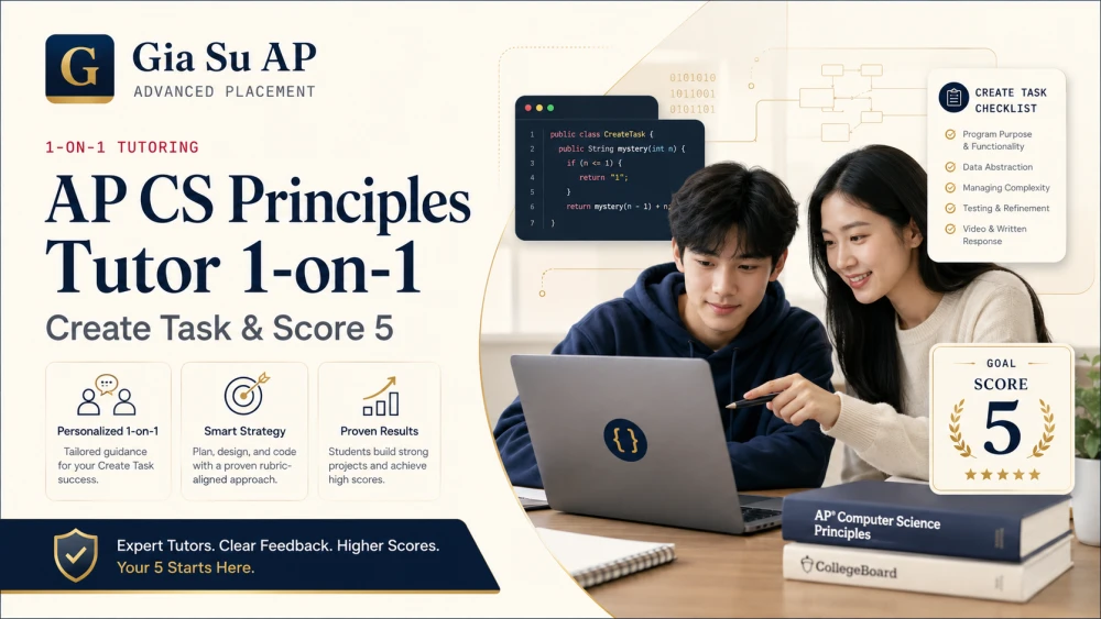 AP CS Principles Tutor 1-on-1 | Create Task & Score 5 - Gia Sư AP